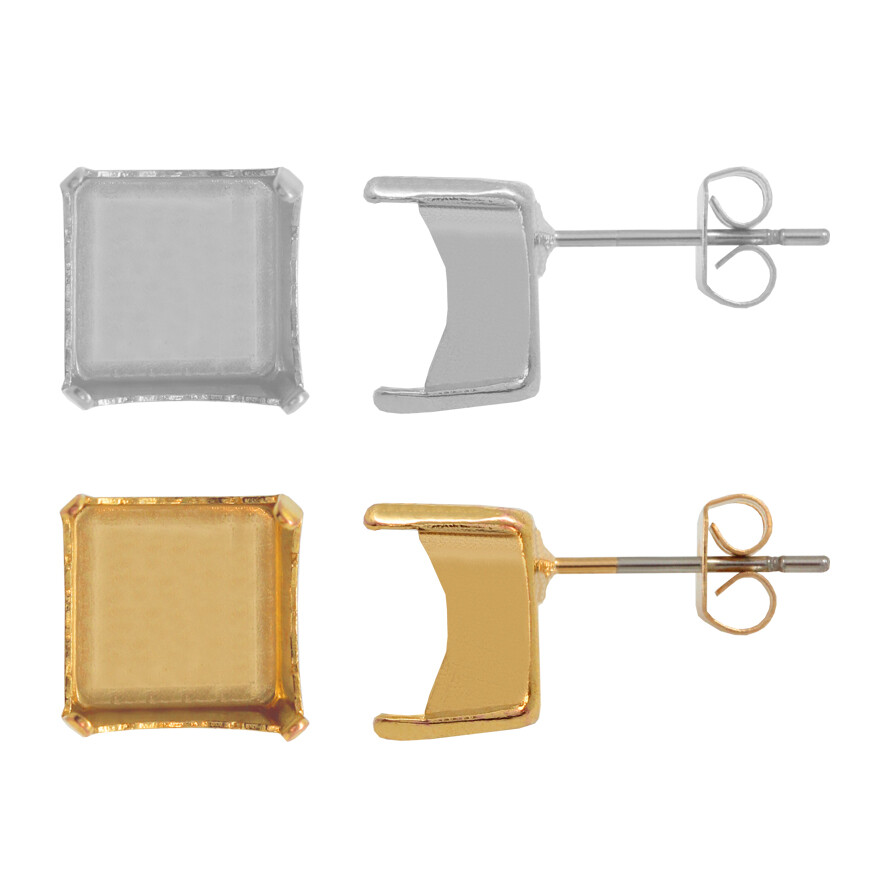 Brass Stud Post Earring Bases for 4499 Prismatic Square Fancy Crystals