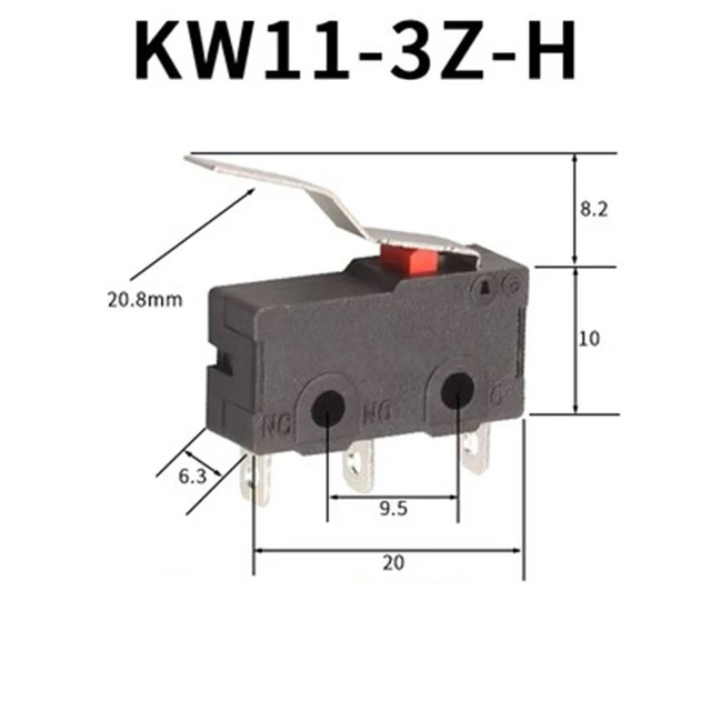 10 PCS  KW11-3Z-H  Micro Switch 2/3Pin NO/NC Mini Limit Switch 5A 250VAC