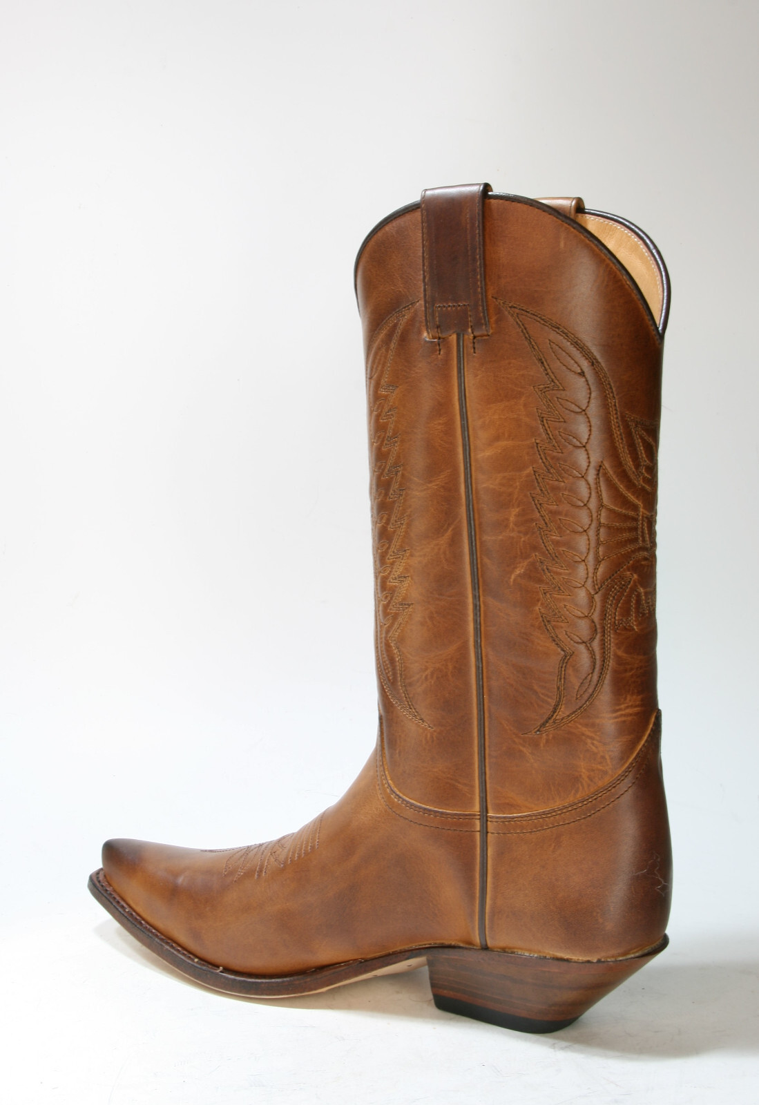 2073 Sendra Boots Cowboy Boots In Vera Pelle Brown Frame Stitched