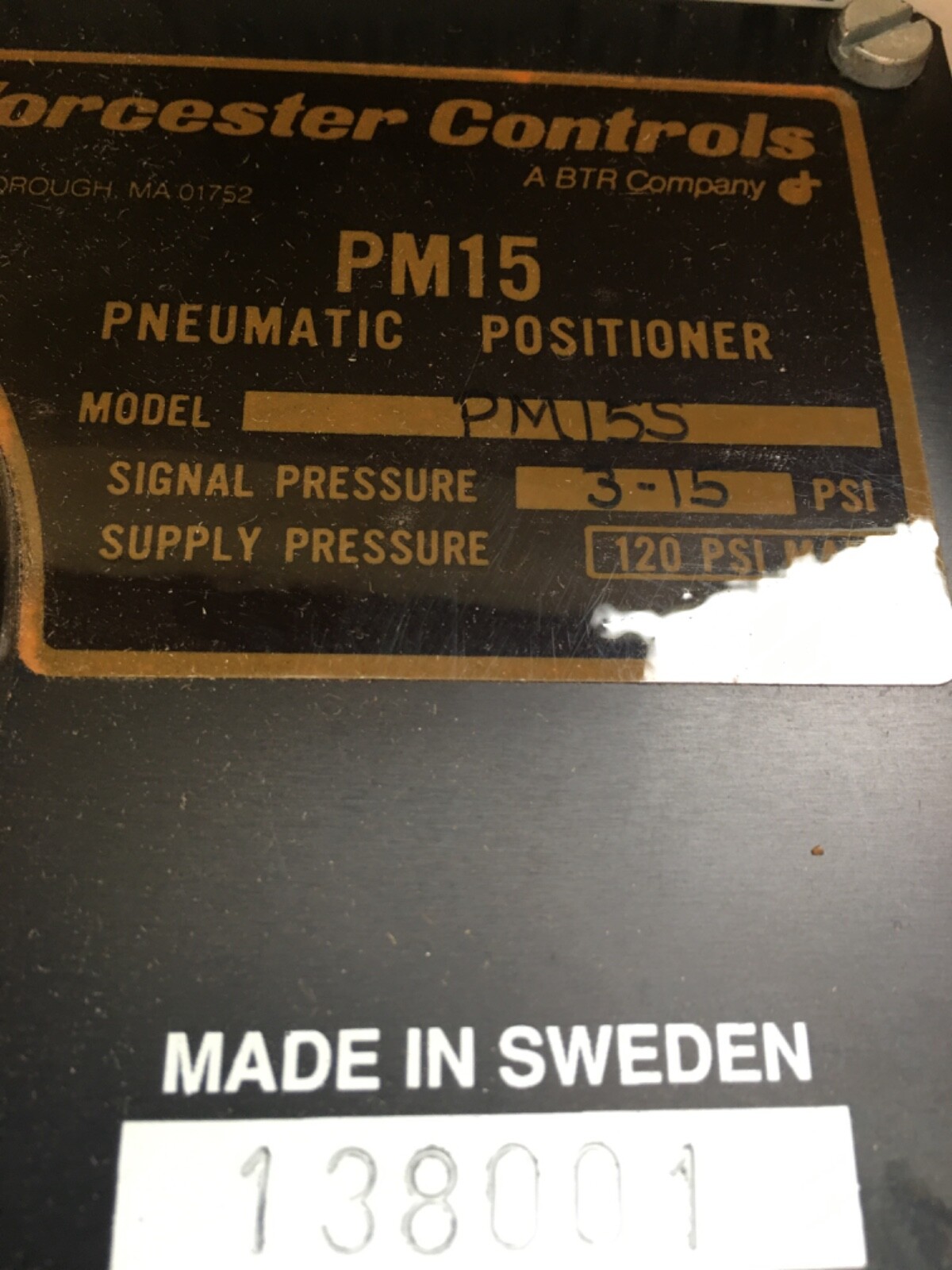 WORCESTER CONTROLS PM15S (bin33)