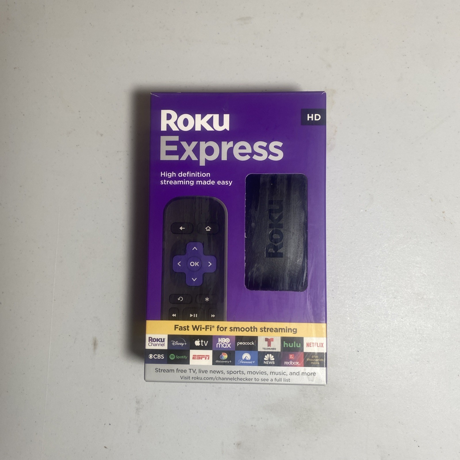 Roku Express HD Streaming Media Player HDMI Cable Remote 3930R Open Box New READ