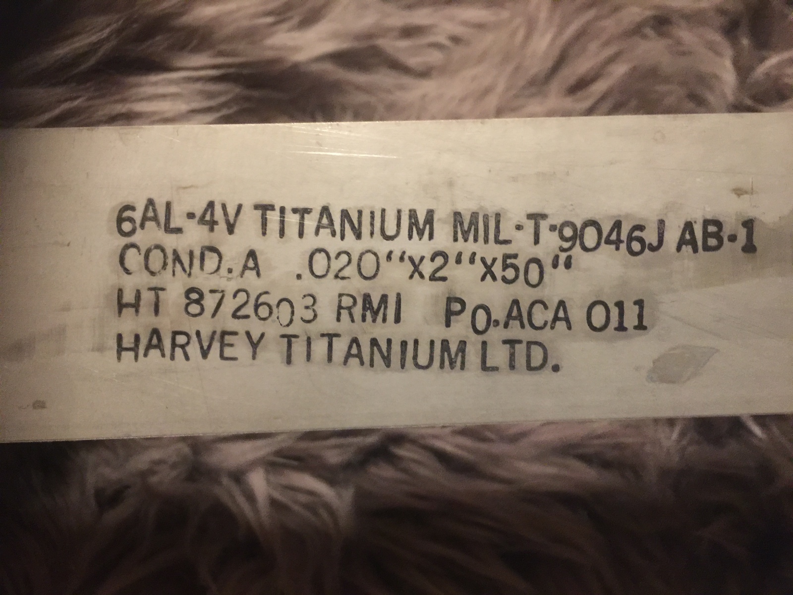[COND. A] Aerospace Grade  Titanium Sheet 6AL4V 2" x 50" x .020" (MIL-T-9046J)