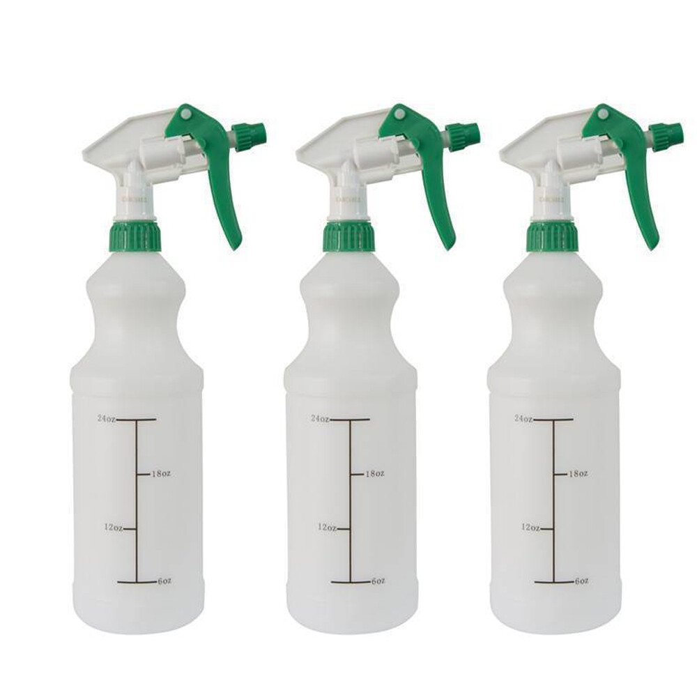 Plastic Spray Bottles (3-Pack) 32oz Squirt Bottles for All Cleaning Solutions