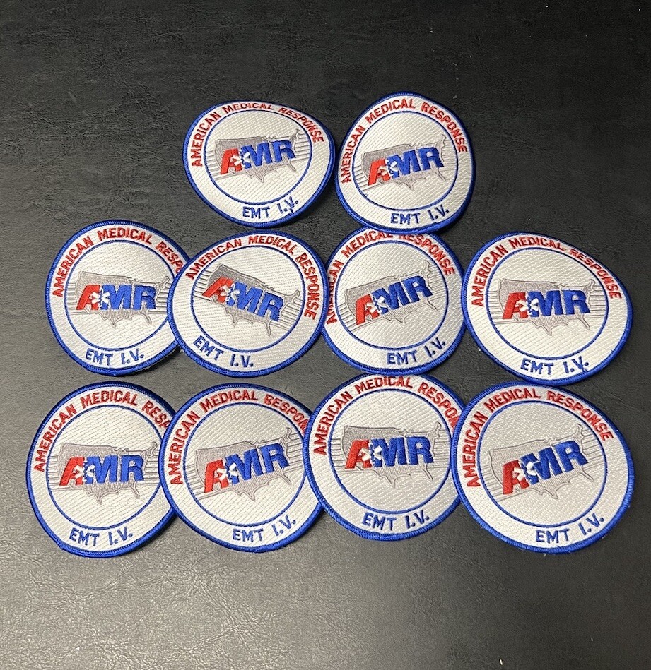LOT OF 10 AMERICAN MEDICAL RESPONSE AMR EMT IV SHOULDER PATCHES (White)
