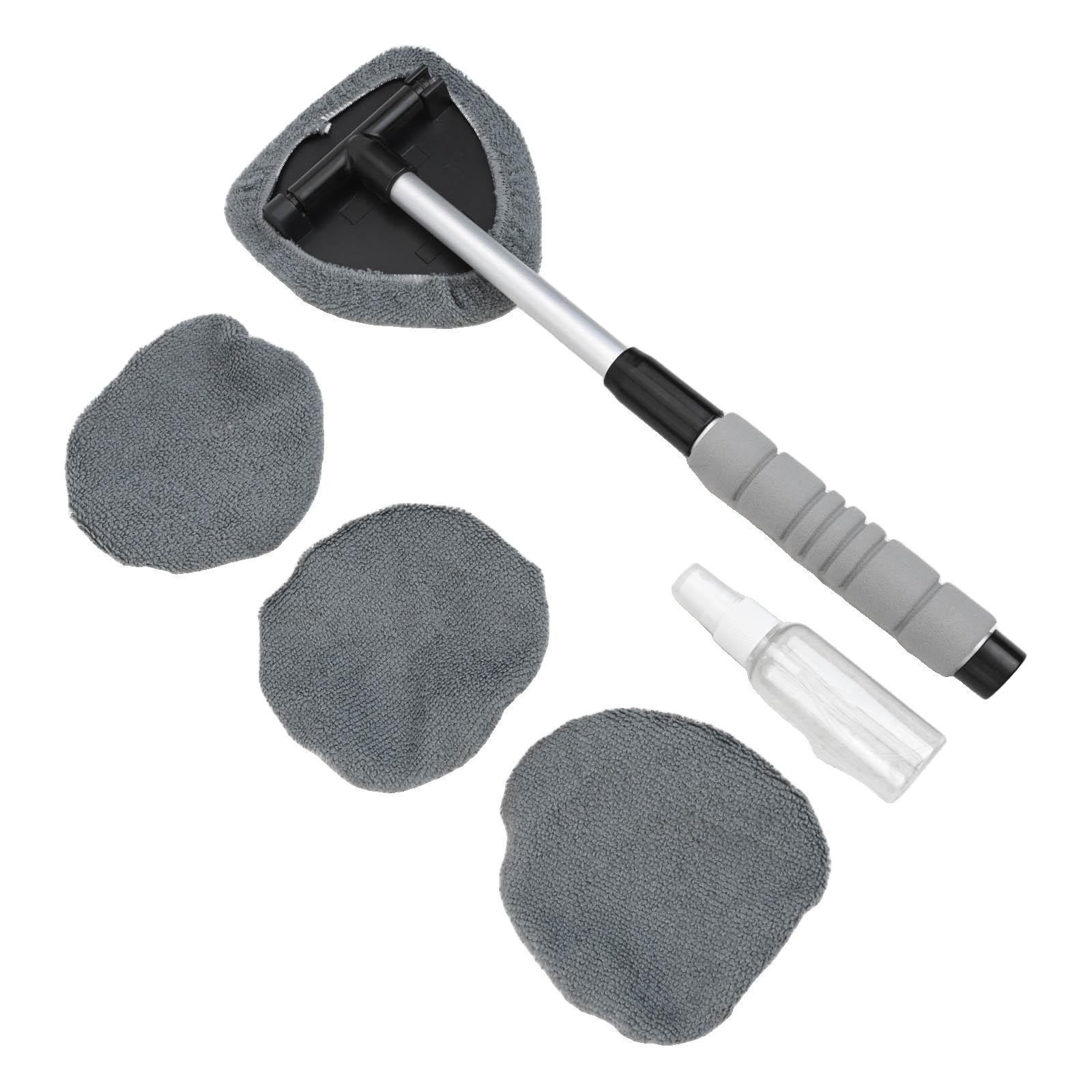 Easy Reach Car Window Wiper Kit with Microfiber Pads and Spray Container