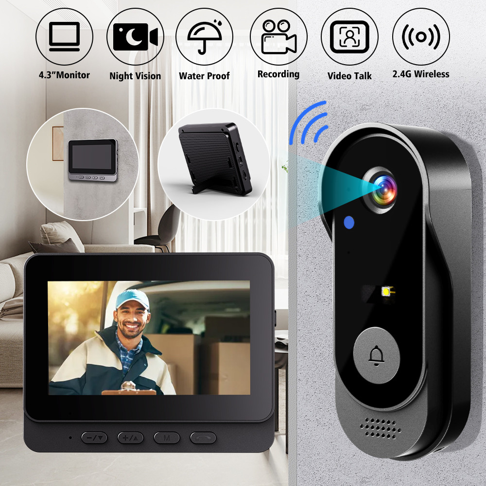 1080P 2.4G Smart Wireless Video Doorbell Camera Monitor Doorbell Intercom System