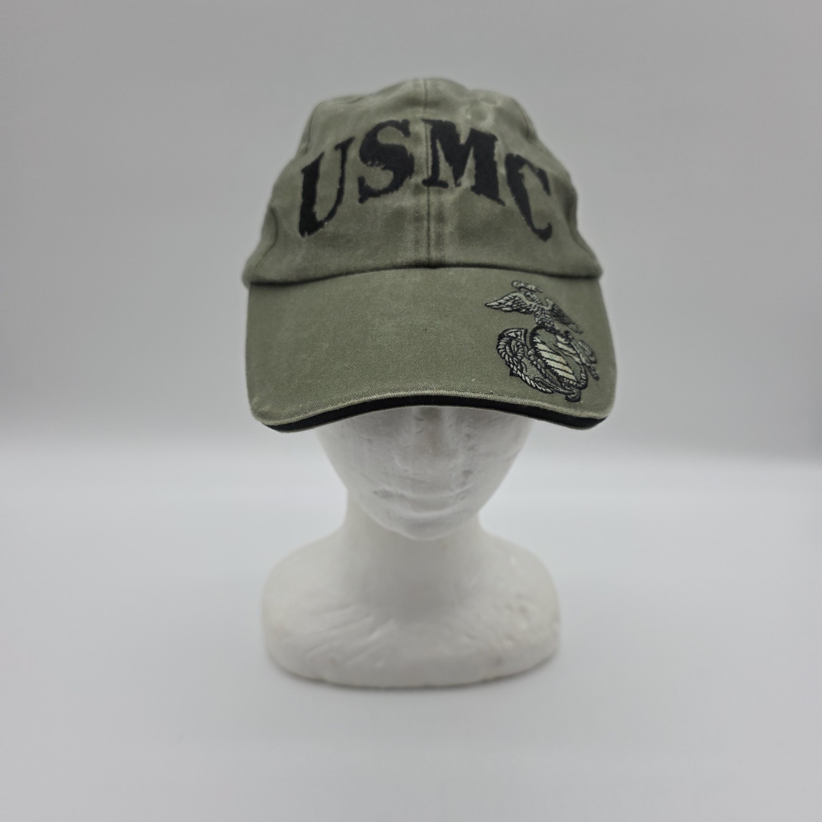USMC Hat Olive Drab US Marine Corps Eagle Globe Strapback Cap