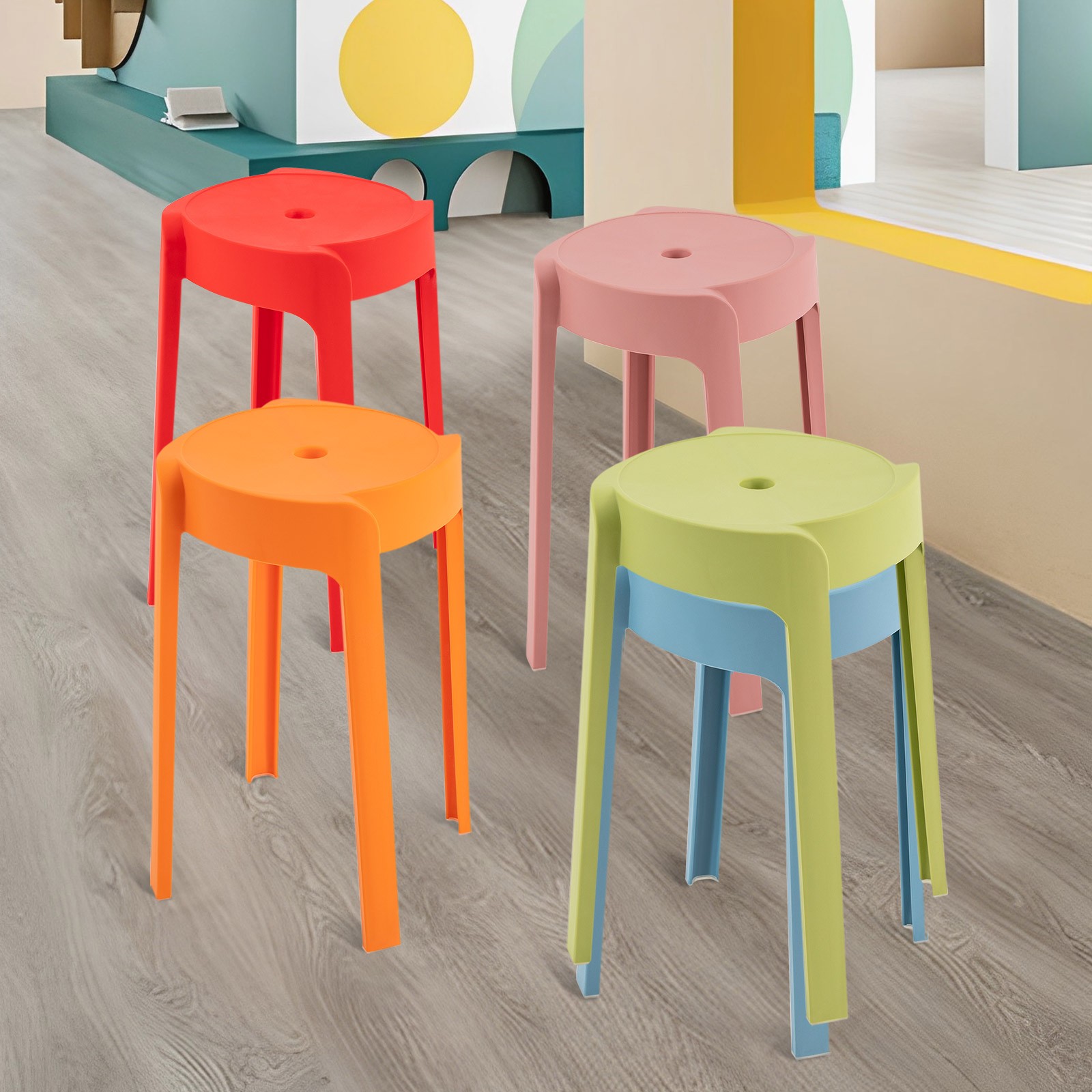 Plastic Stool Adult Thickened Bench Home Living Room Stacking Dining Table New
