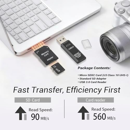 2-Pack 64GB Micro SD Cards with 1 USB 3.0 Reader Kit, V30 Memory Set 2-Pack TF