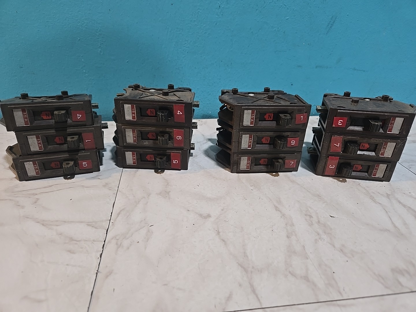 6-pack Wadsworth A115NI 15 Amp 1 Pole METAL FOOT Circuit Breaker A15 A115 Lot 6