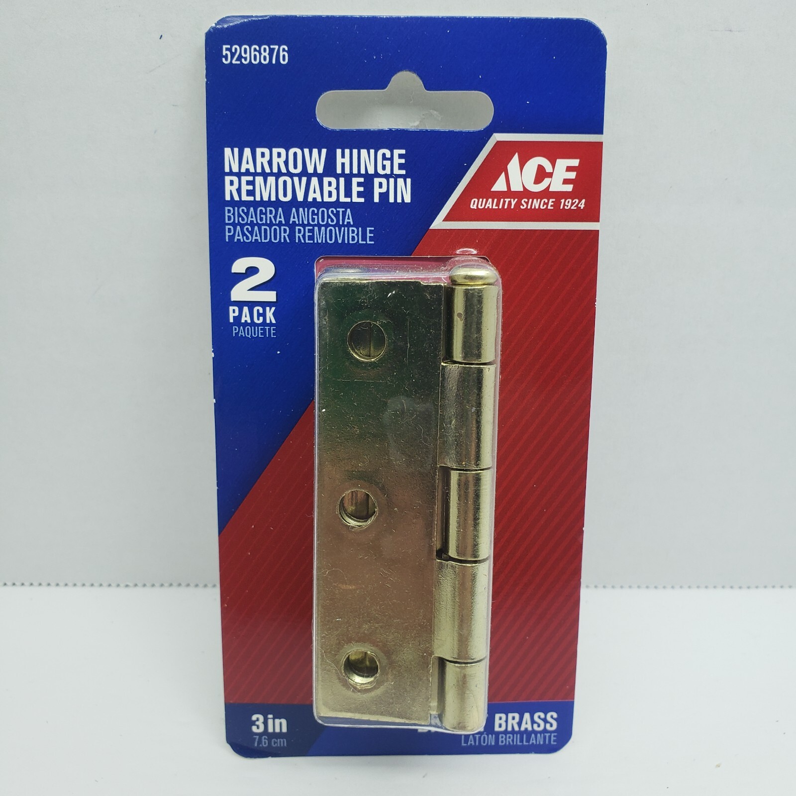 ACE Narrow Hinge Removable Pin  Bright Brass  3"   #5296876  2 PACK