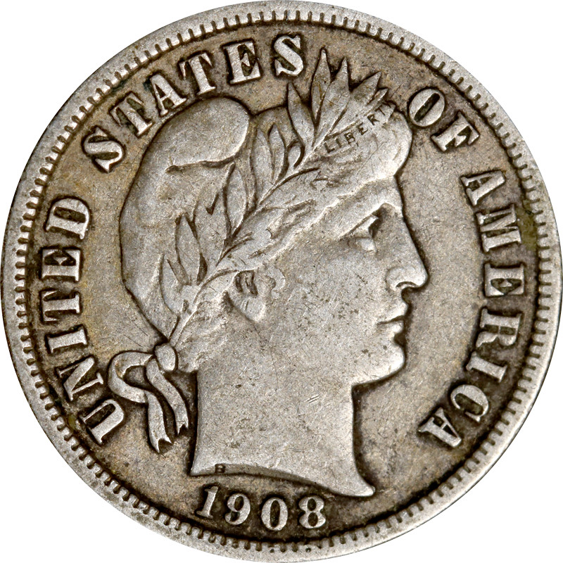1908-D Barber Dime - Choice++