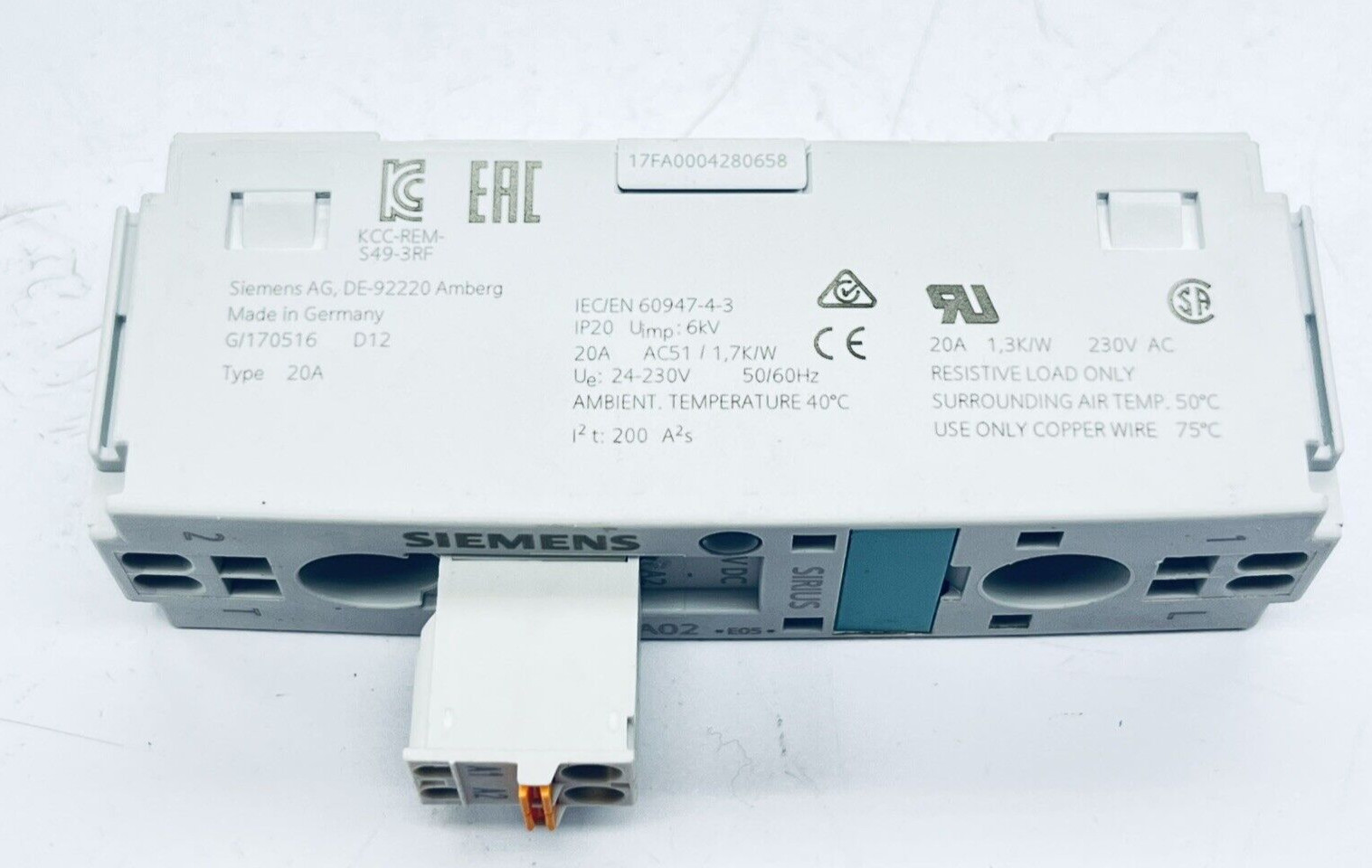 SIEMENS 3RF2120-2AA02 SOLID STATE RELAY 24VDC 6KW 20A 24/230VAC