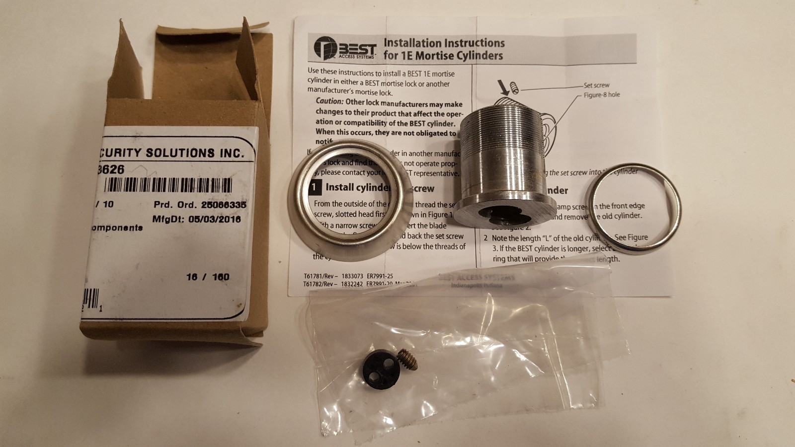 Stanley Security Solutions Best Mortise Cylinder 626 Finish Locksmith tested