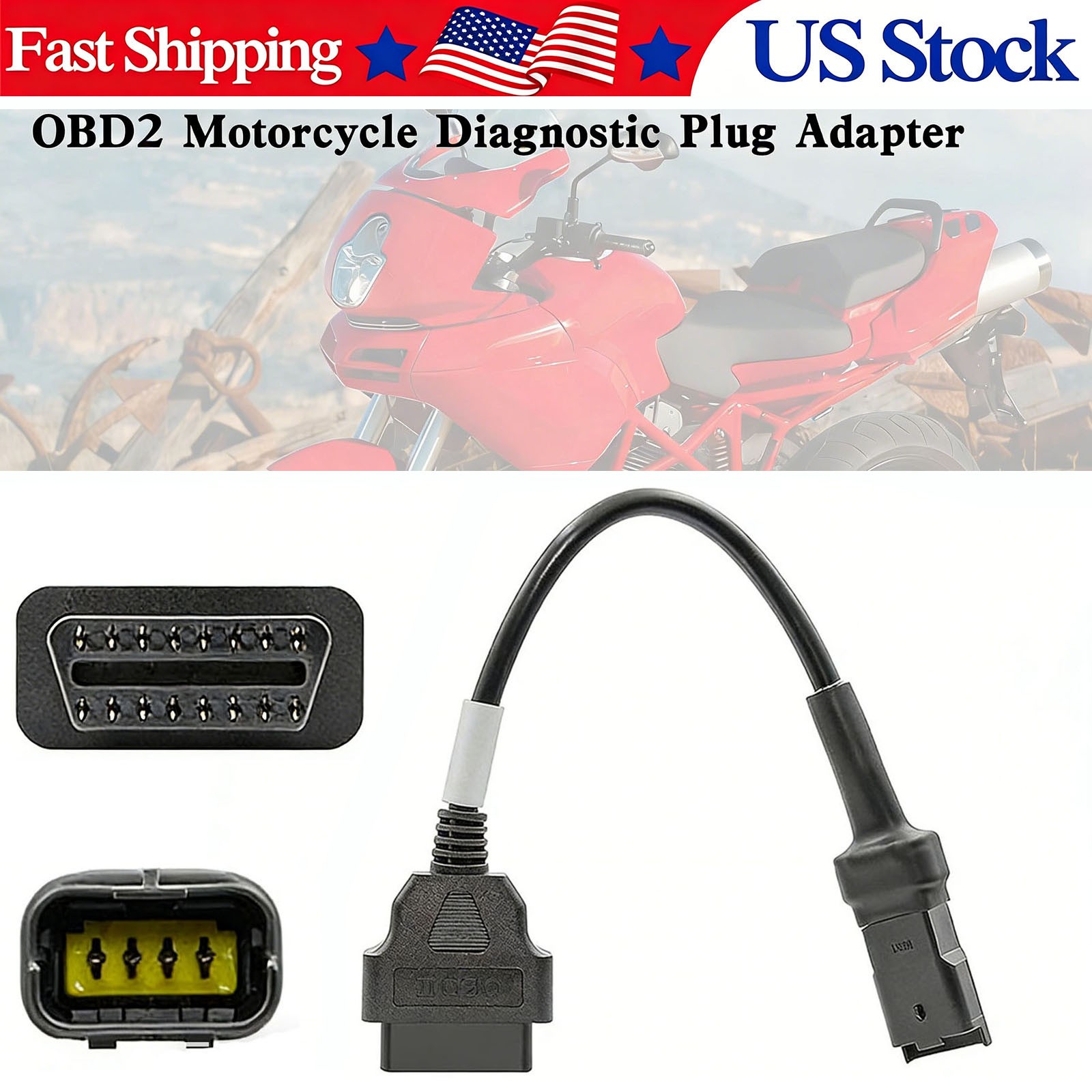 4 Pin to OBD2 Diagnostic Adapter for Ducati Panigale Multistrada Diavel Monster