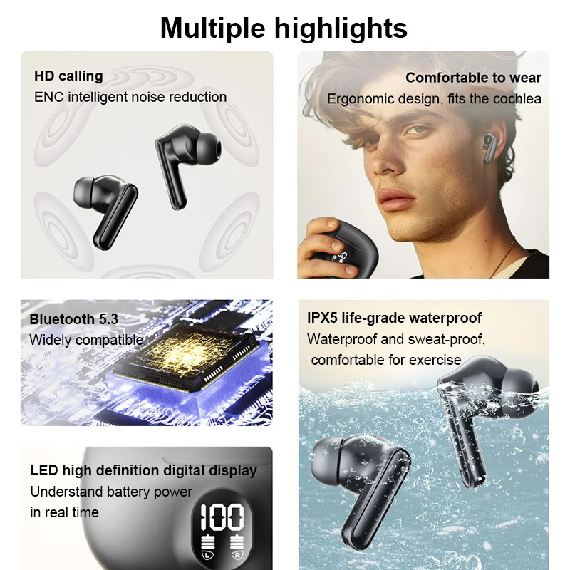2026 Wireless Bluetooth 5.4 Earbuds Headphones For iPhone Samsung Galaxy Android