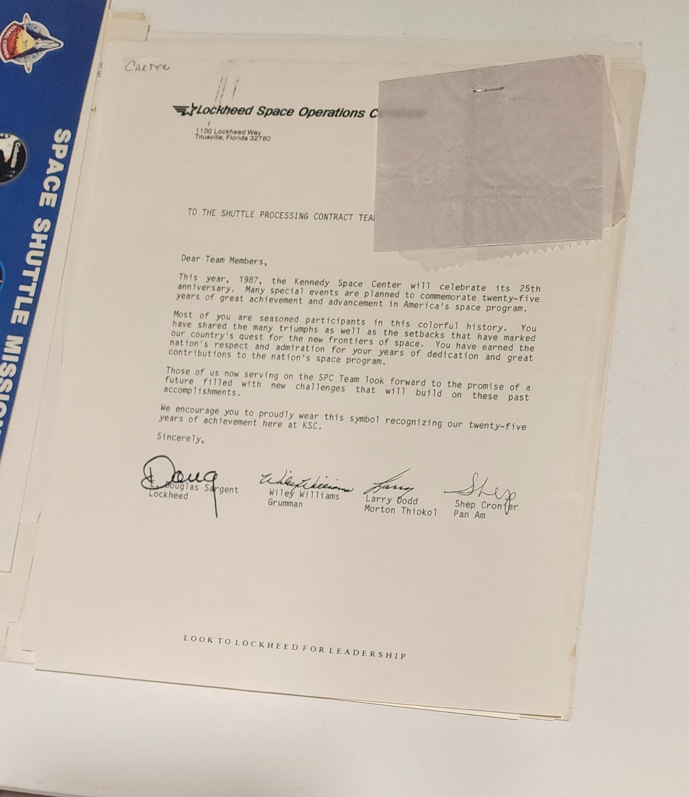 NASA Shuttle Archive Lot–Crew Portraits & Signed Lockheed Letters (STS Missions)