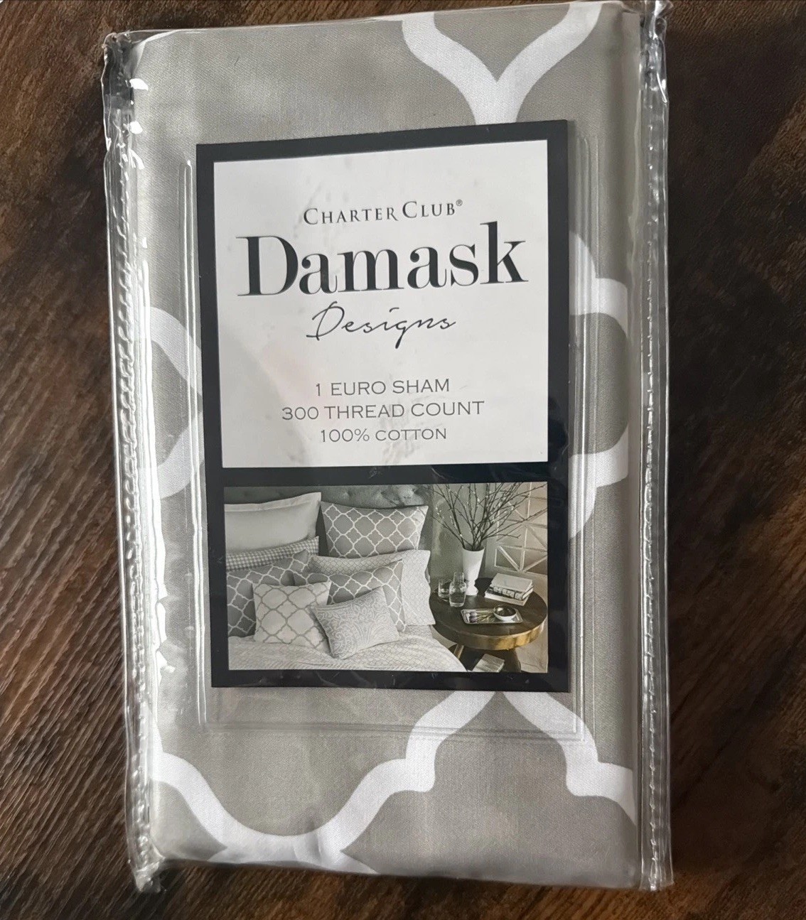 Charter Club Damask Collection Geo Dove European pillow sham, 26x26 inches