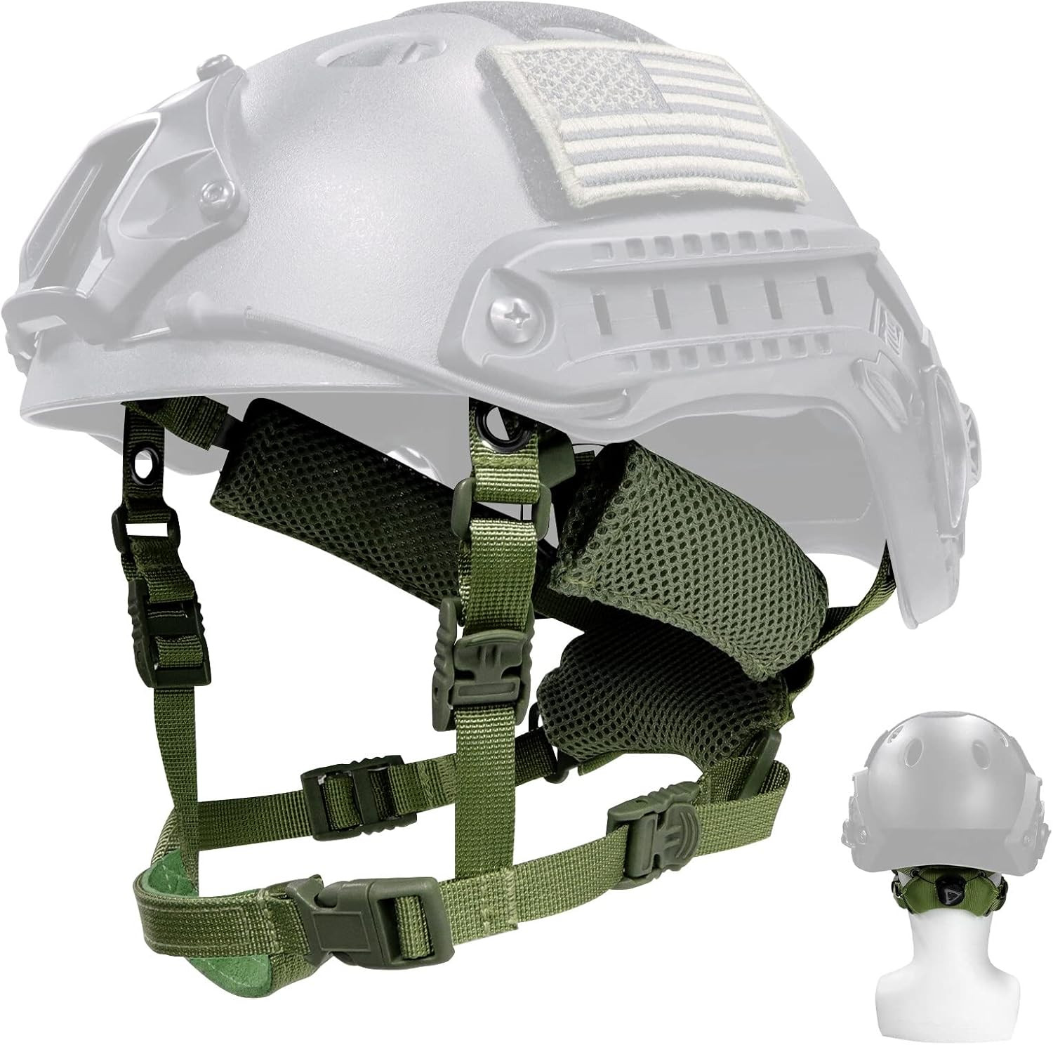 Tactical Helmet Chin Strap Adjustable Dial 4 Points Suspension System with Bolts