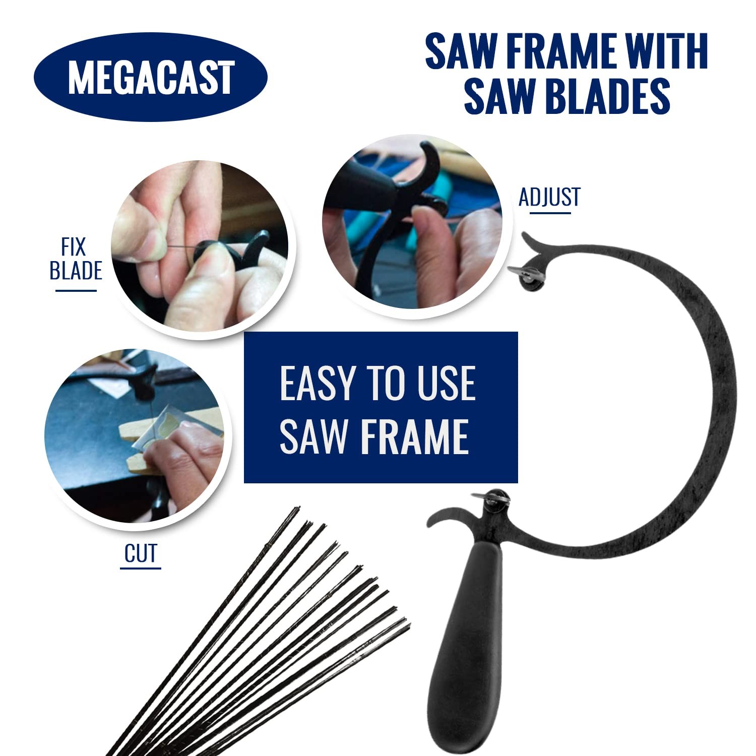 Megacast CURVED JEWELERS SAW FRAME with 144 ASSORTED Assorted,black