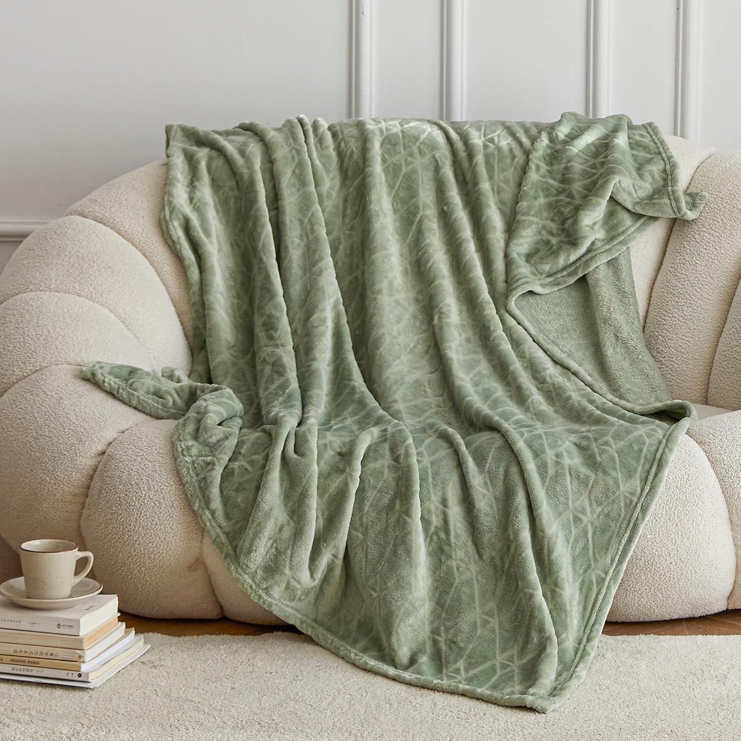 Simple&Opulence Sage Green Throw Blanket for 50" x 70", 02-sage
