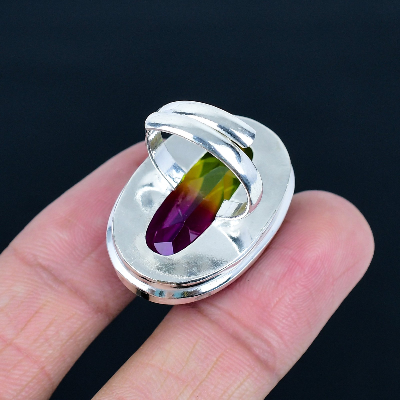 Ametrine Oval Gemstone Handmade Gift 925 Sterling Silver Adjustable Ring VJ 1203