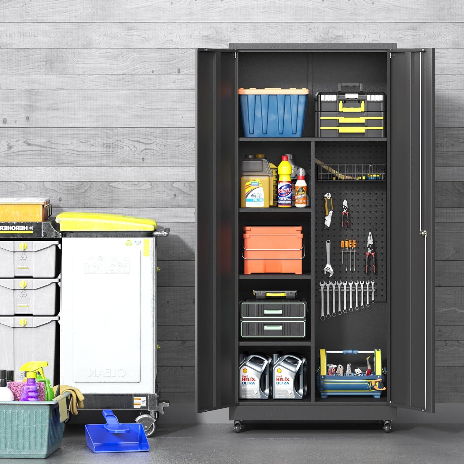 Rolling Tool Chest Tool Cabinet Storage Box Tool Garage Storage Cabinet w/ Lock