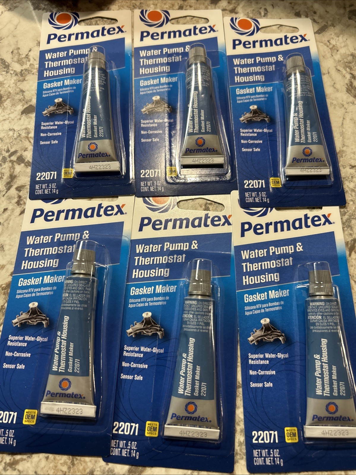 6x PERMATEX WATER PUMP THERMOSTAT RTV SILICONE GASKET MAKER 0.5 oz TUBES