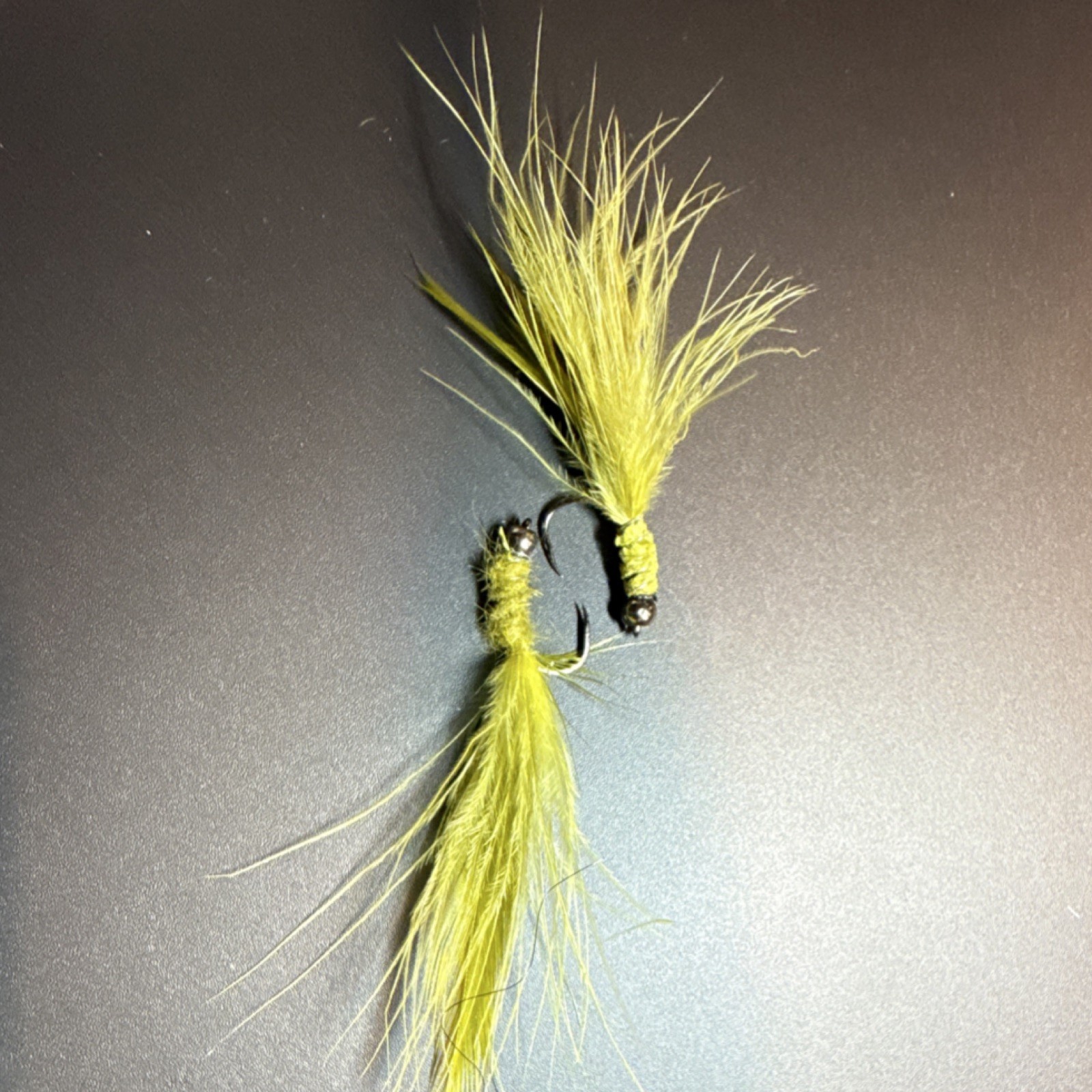 Olive Green Feather Insect Lure Flies for Trout Bass Fly Fishing, Pack of 8