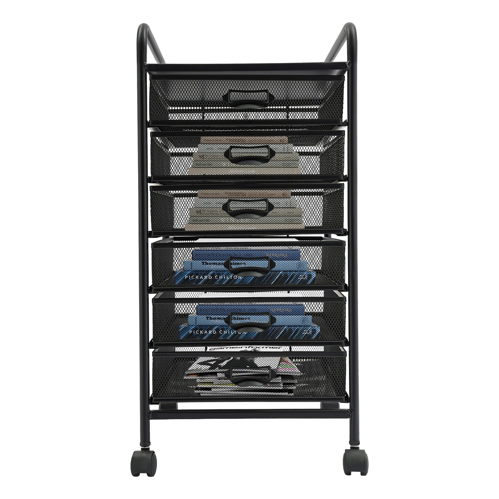 6-Tier File Organizer with Wheels, Modern Desktop Storage Solution 30×38×62cm