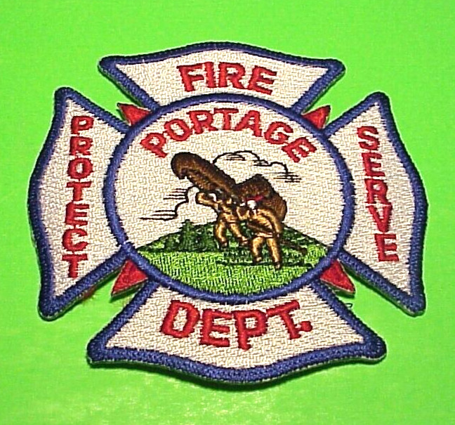 PORTAGE  WISCONSIN  WI   3 1/2"  FIRE DEPT. PATCH  FREE SHIPPING!!!