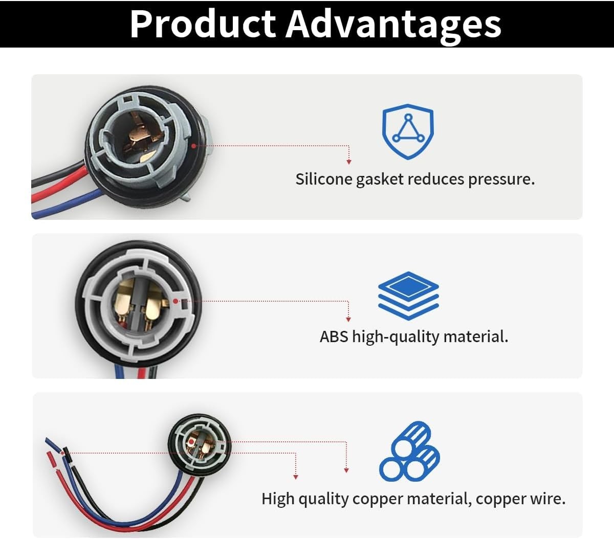 Versatile 1157 LED Socket Plug - Waterproof & Lightweight, 2PCS for All Vehicles