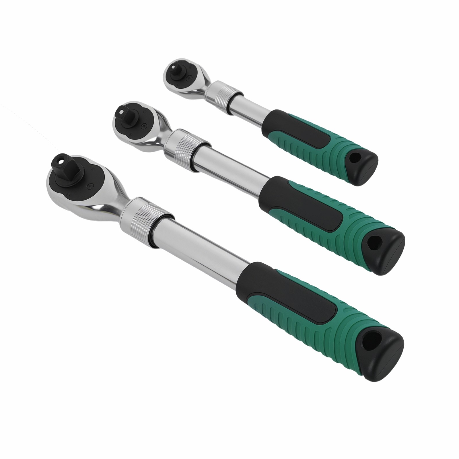 Extendable Ratchet Socket Wrench Set 1/4" 3/8" 1/2" Drive 72-Tooth Quick-release