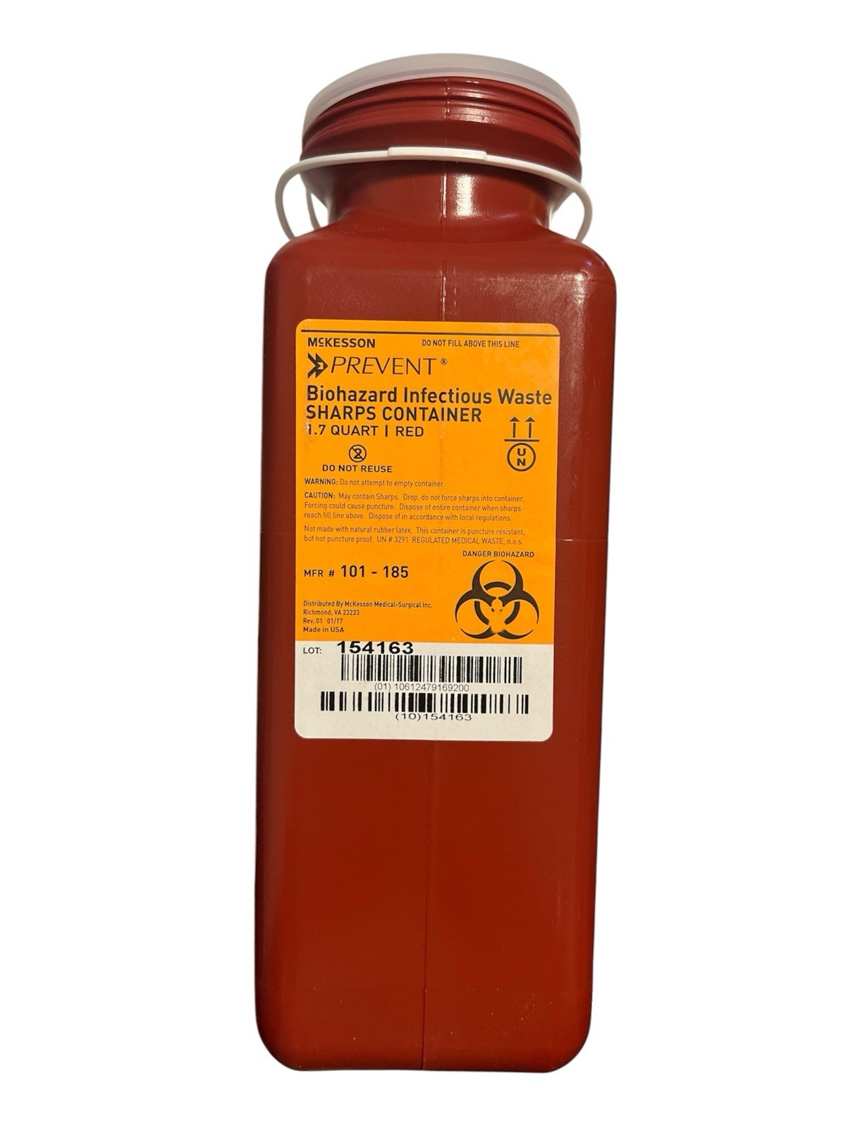 Lot Of 10 New Sharps Container McKesson Prevent Medical 1.7 Quart, Red