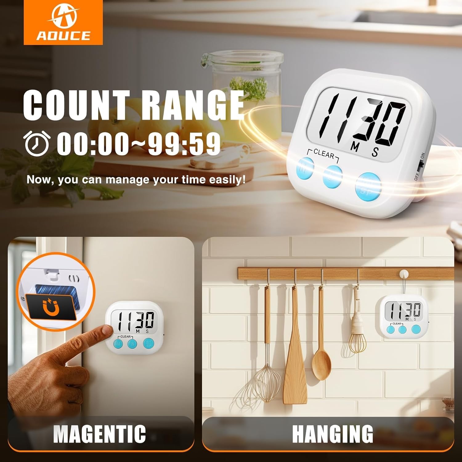 Effortless Cooking Timing - 2 Digital Timers with Big Buttons & Memory Feature