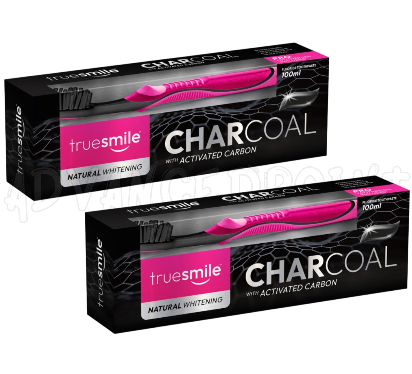 TrueSmile Charcoal Toothpaste with Toothbrush 3.38 oz/100ml Whitening Oral Care
