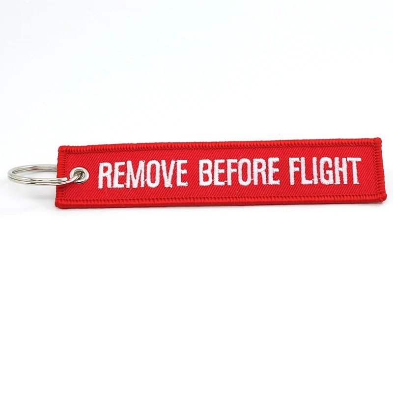 5PCS Aviation Remove Before Flight Keychain – Double Sided Embroidered Jet Tag