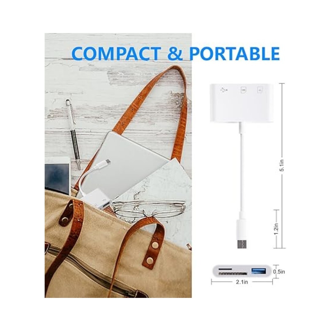 USB C SD Card Reader Adapter, Compatible with iPad, Mac, iPhone 15, Galaxy S20.