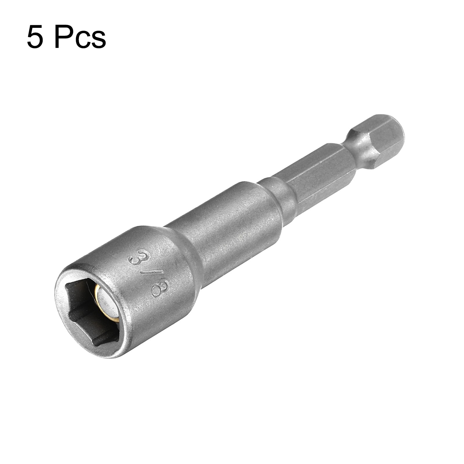 5pcs Nut Driver Drill Bit 3/8" 6-Point Socket 1/4" Hex Shank Magnetic Nut