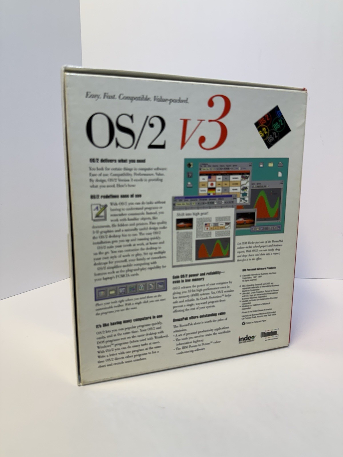 IBM OS/2 WARP Version 3 Plus BonusPak With Floppy Discs Red Spine