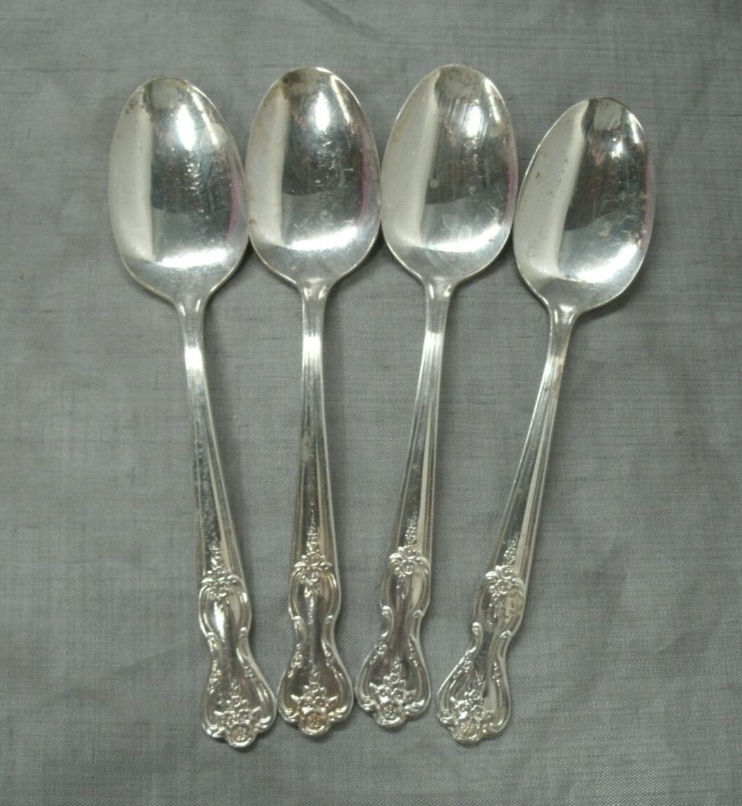 Vtg International INSPIRATION MAGNOLIA 1951 Set of 4 Teaspoons Silverplate 2