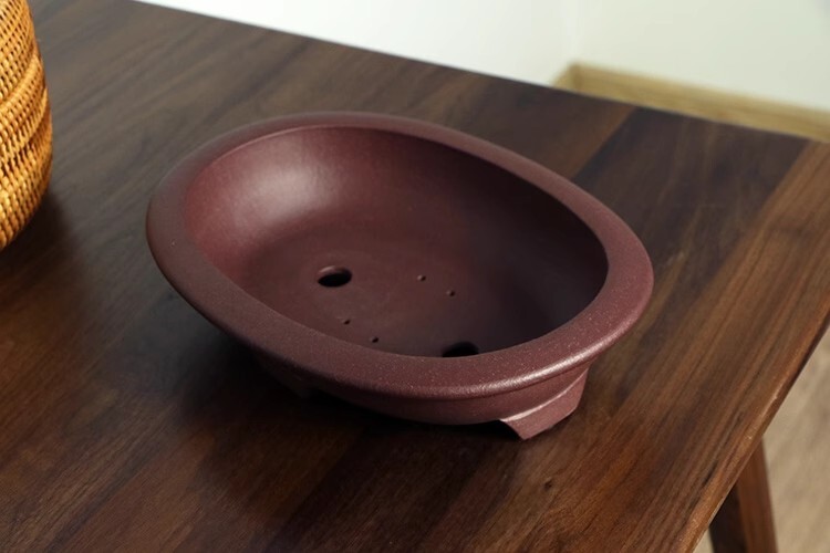 Chinese Vintage Yixing Zisha Clay Flower Pot, 12.4" Collectible Handmade Bonsai