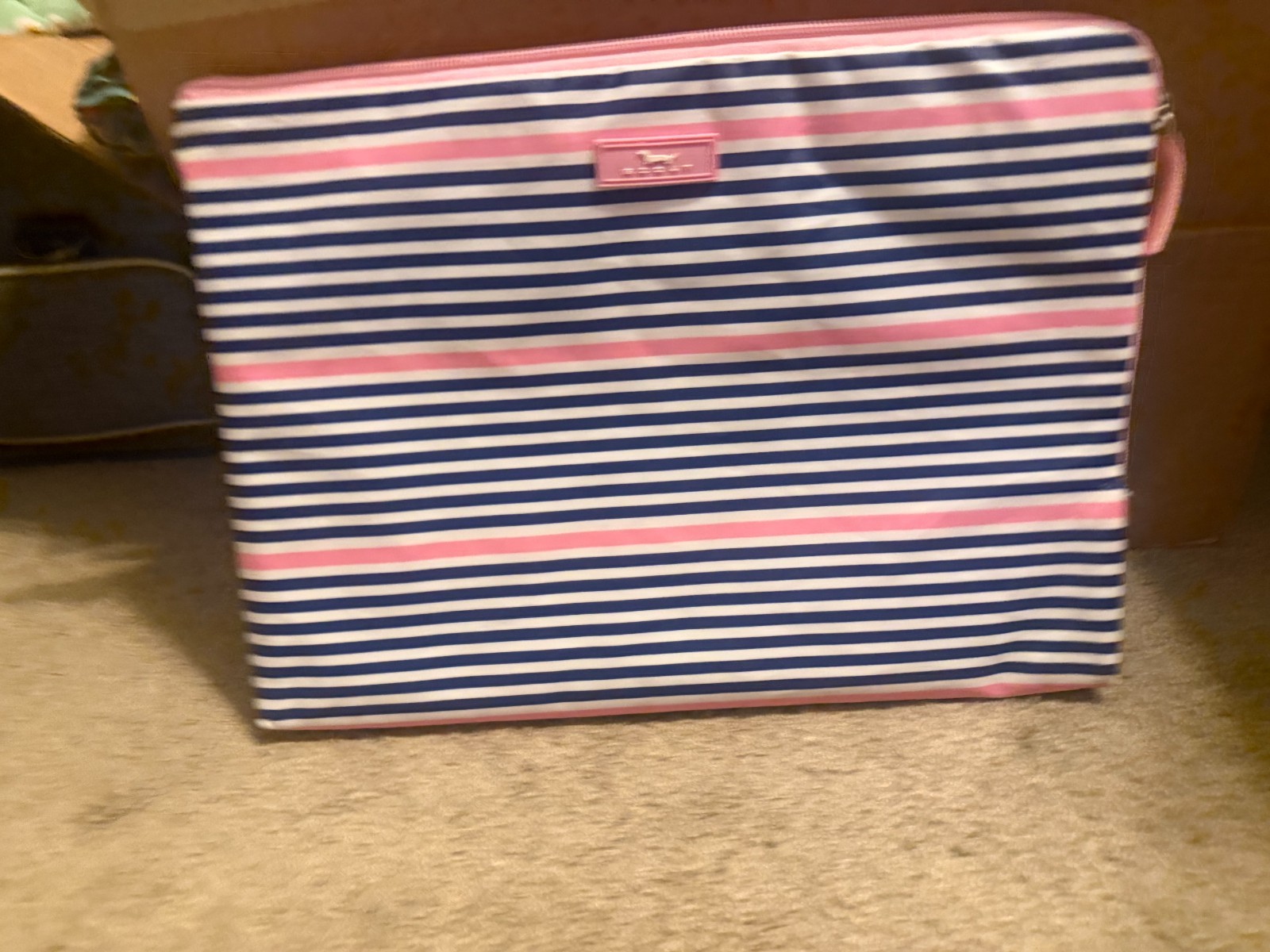 SCOUT Bags 13” Screen Saver Striped Navy Pink White Laptop Sleeve EUC