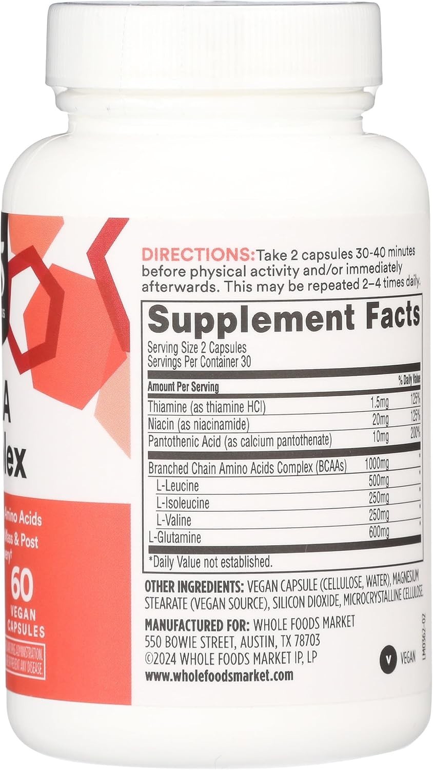 60 Capsules of BCAA Complex - Elevate Your Workout Recovery Naturally