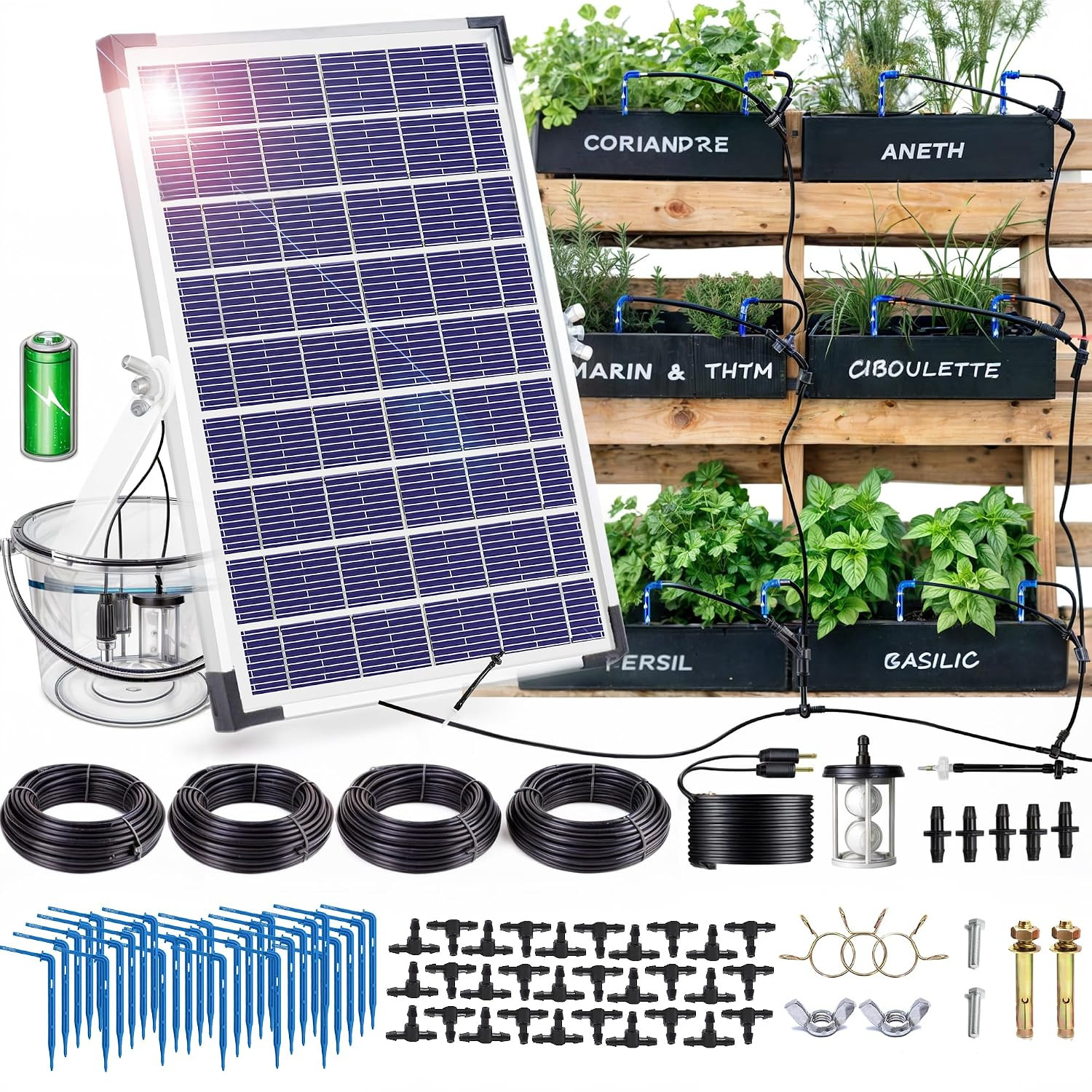 Solar Drip Irrigation System with Timer, Programmable Smart Watering with 2200Ma