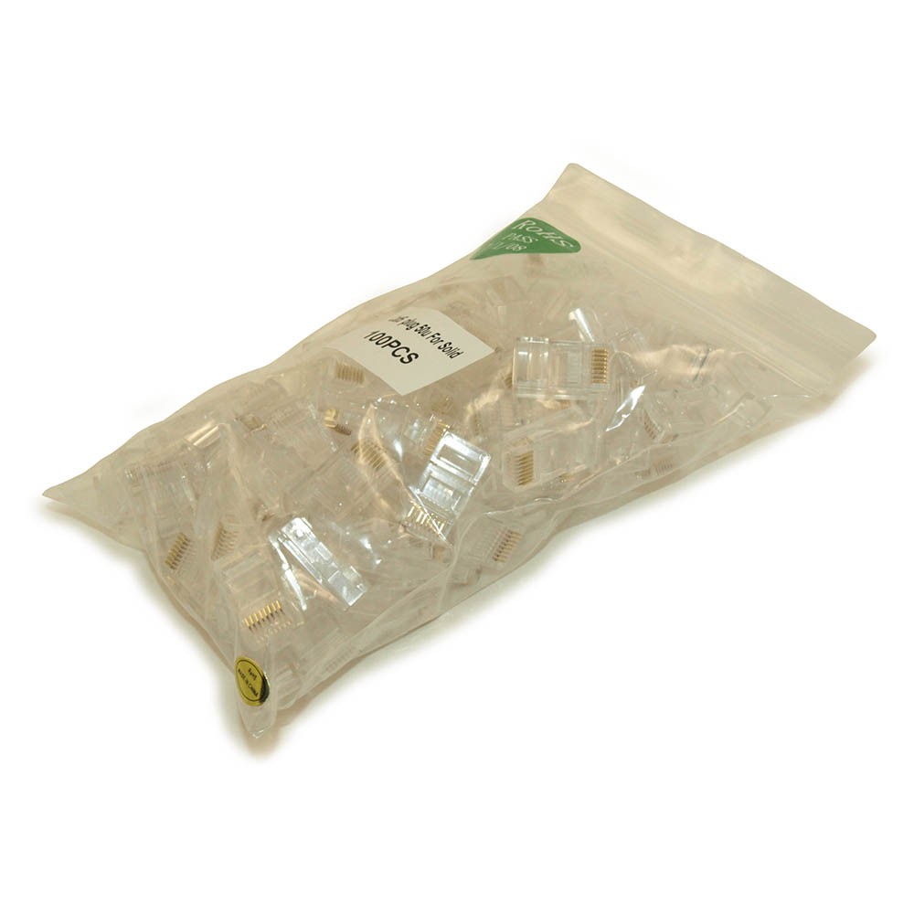 RJ45 Modular Plugs for CAT5/CAT5E Solid Wire Pack of 100