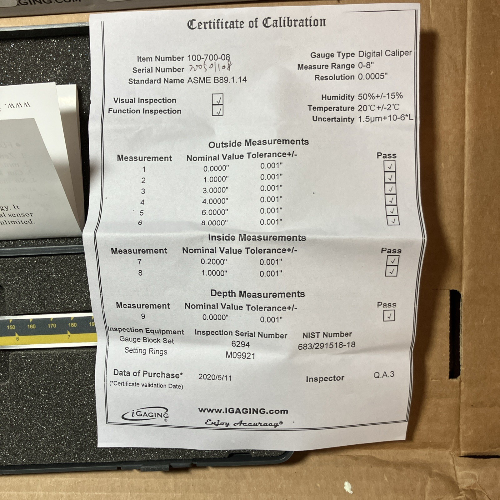 Igaging Ip54 Absolute Origin 8” Digital Electronic Caliper - OriginCal