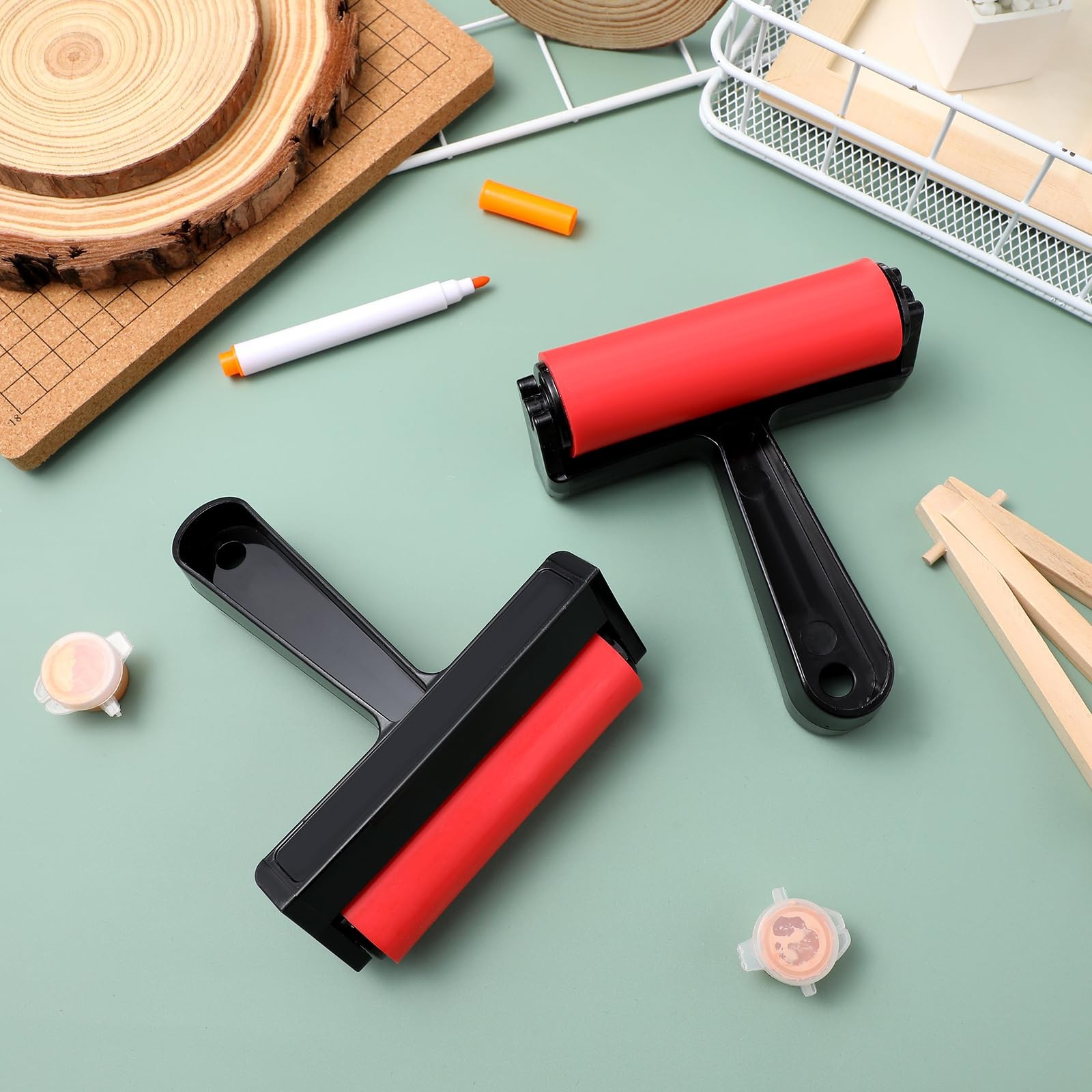 10 Pcs Diamond Drawing Rollers Soft Rubber Brayer Rollers for Crafting Art Su...