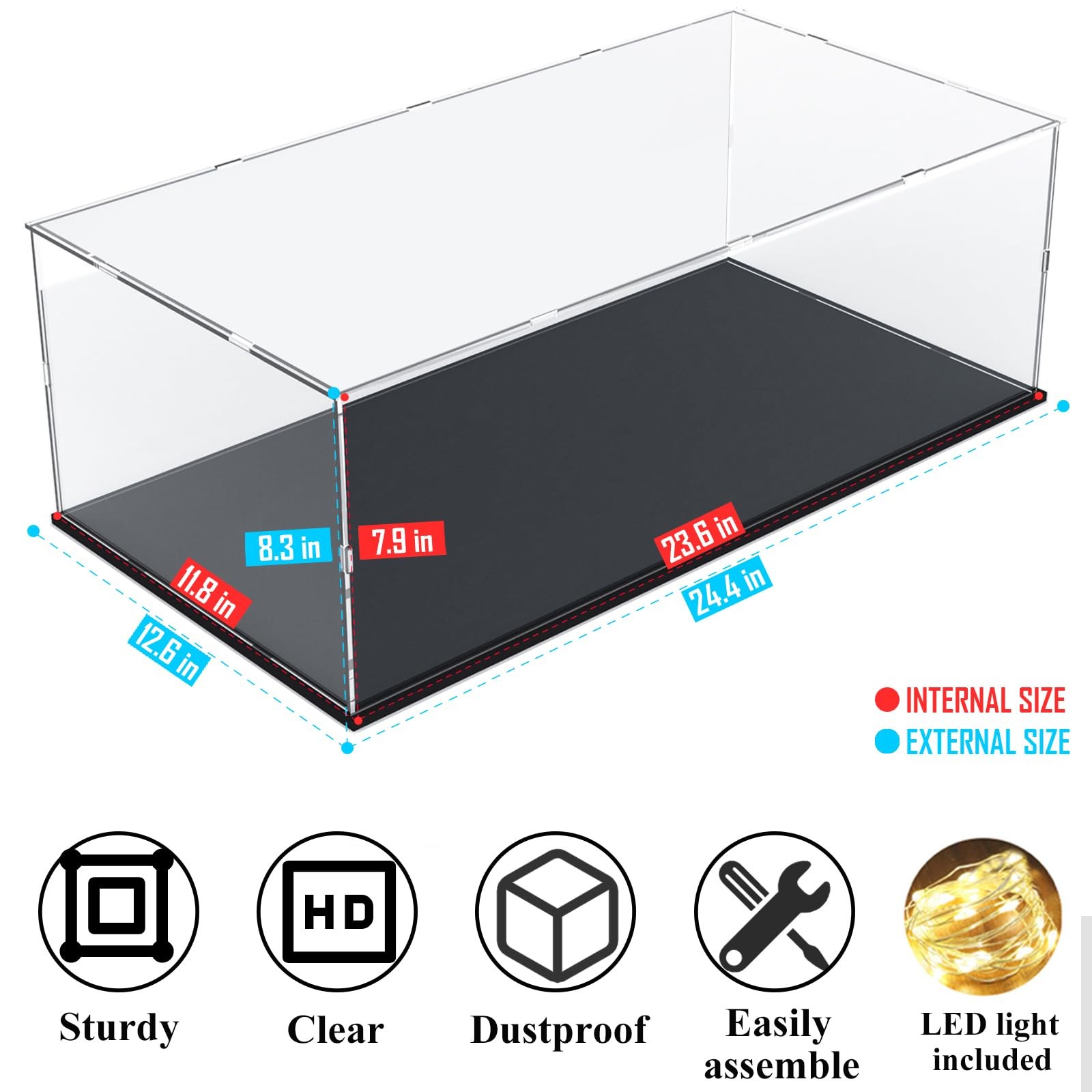 Acrylic Display Case for 1/8 Scale Model Car Large Lego Display Case for 4209...