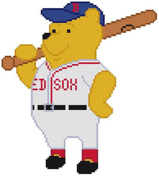 CROSS STITCH+ CRAFT PATTERN MLB Baseball Uniform Winnie Pooh Baseball Red Sox
